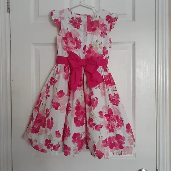 Gymboree Girls Size 7 White Pink Floral Cotton Dress - Picture 3 of 12